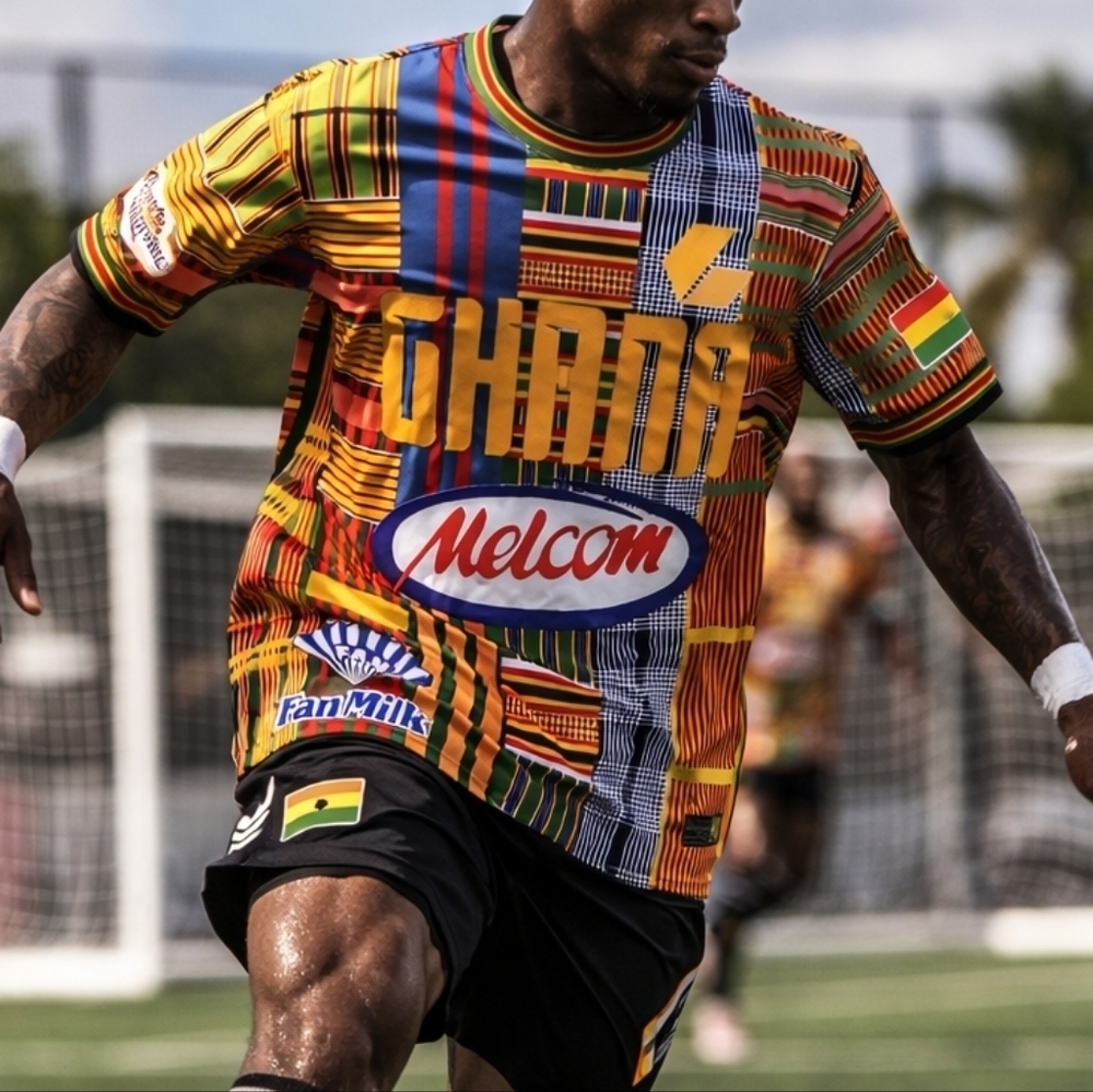 Ghana Soccer Jersey Shirt Graphic Print Size Large New